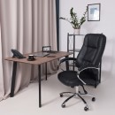 Кресло поворотное KING A, натуральная кожа, черный